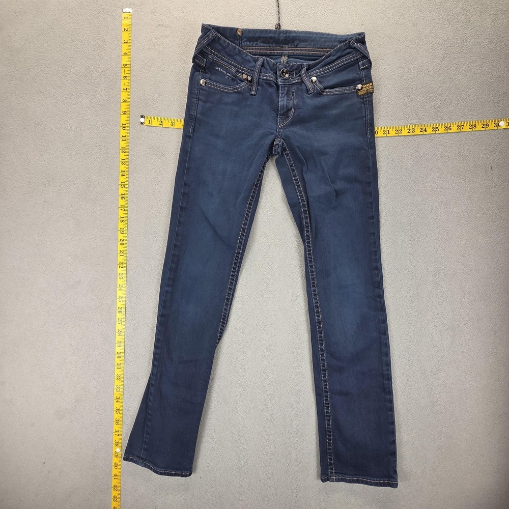 G-Star Raw Jeans Womens Blue Medium Wash Low Rise Slim Straight Fits 25x29